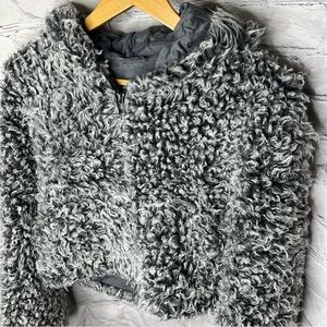 Chill Outwear Womens Faux Fur Hooded Short Jacket From Hot Topic Gray Size large